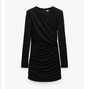 Zara Draped Mini Bodycon Dress Padded Shoulder​​​​​​